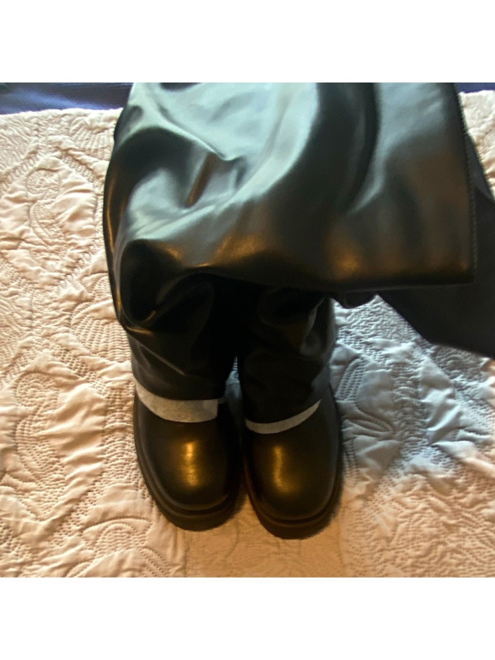 Women's Black Over-the-Knee Faux Leather Boots Lug Sole 9.5 New no Tags.